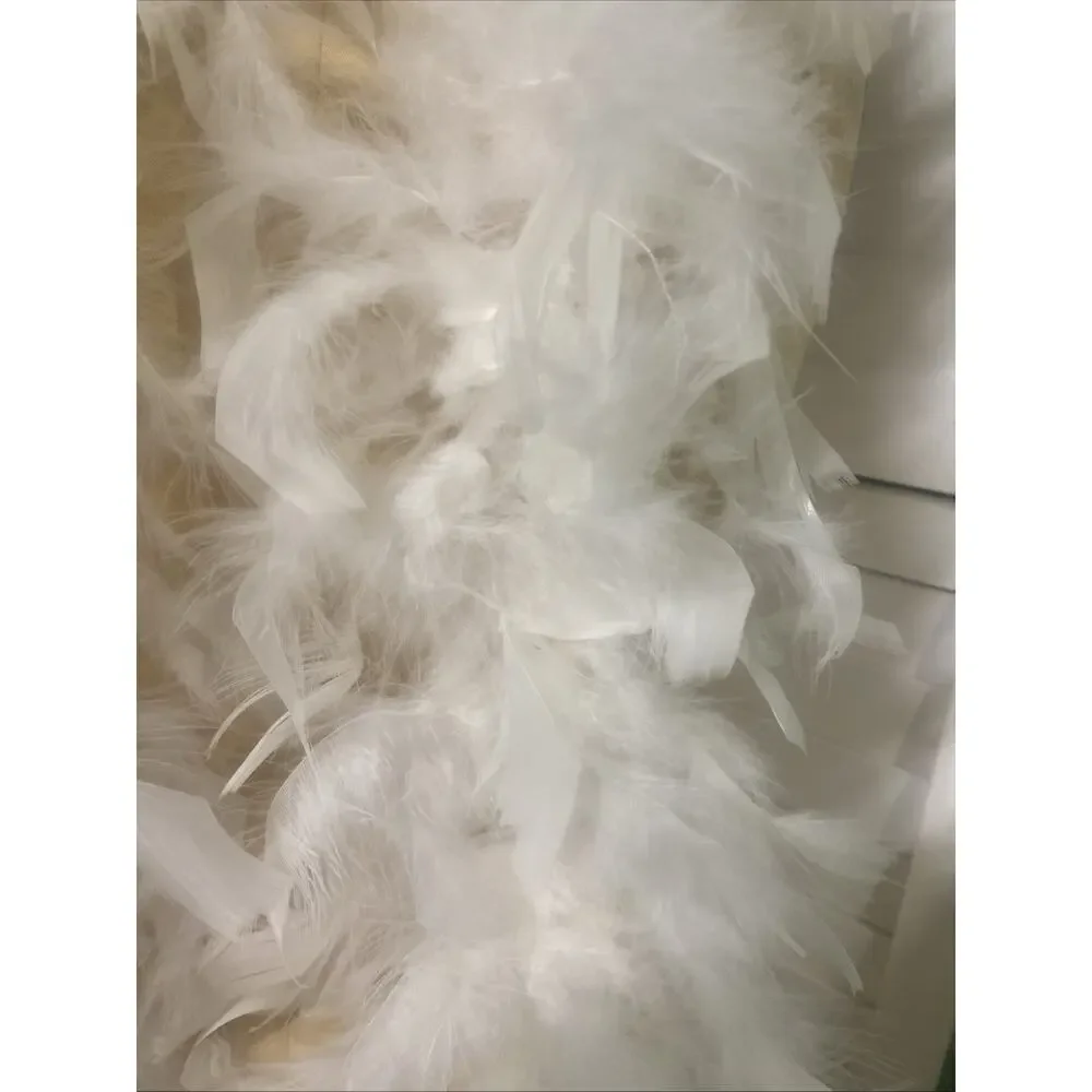 White Marabou Fluffy Boa Feather Trim Scarf Wrap 78” Long Costume Halloween Fun